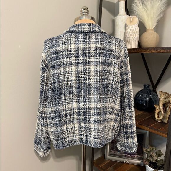 Suzy D London Gwen 21776 Shacket Jacket Women’s MED Blue Plaid Button - Picture 2 of 10